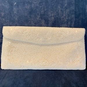 White Beaded Soft-shell Clutch - Classy!